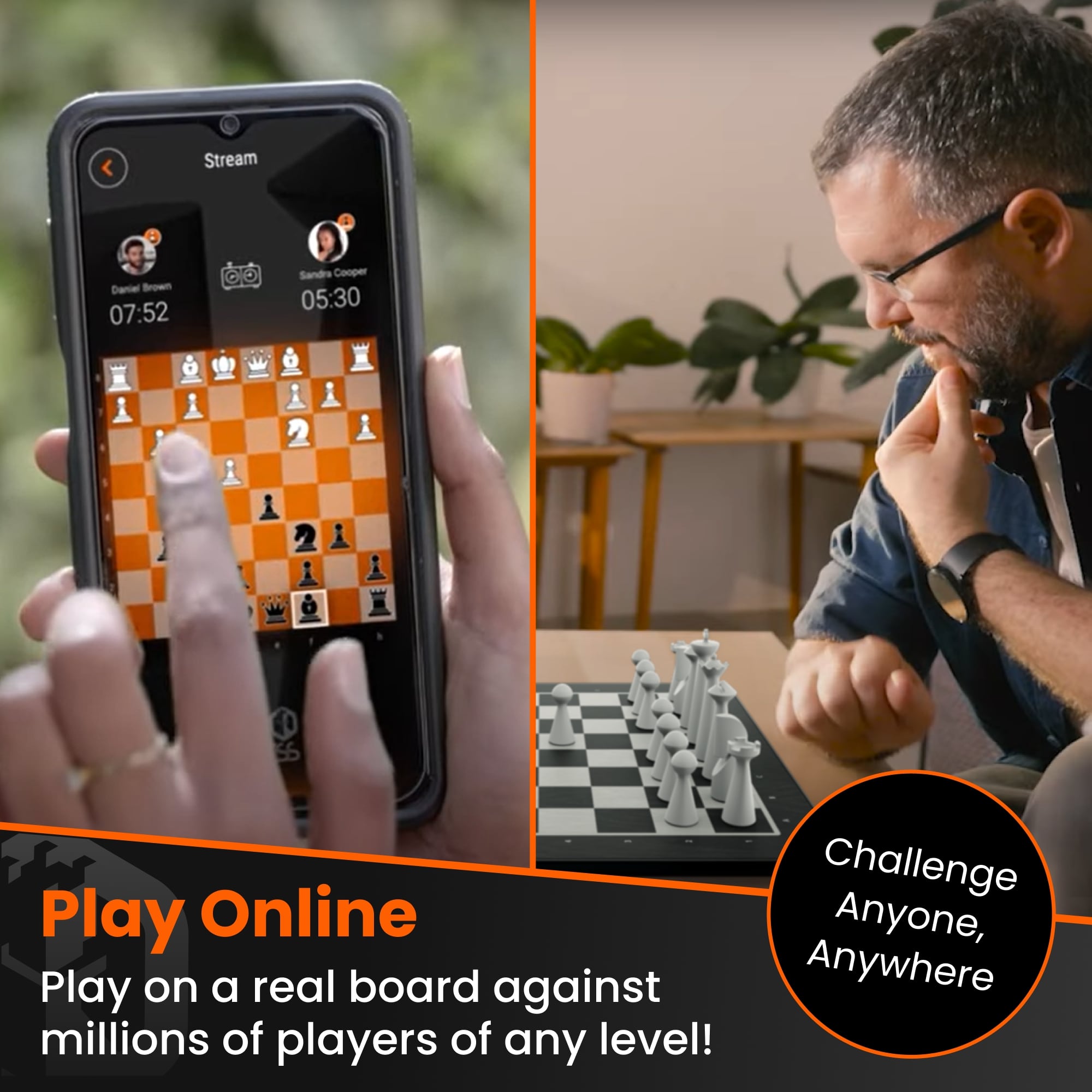 Premium lightweight app-enabled chessboard with real-time coaching system